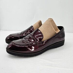 Kelly & Katie Emmah Burgundy Patent Leather Loafer Women's Slip-On Shoes